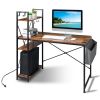 FCH 120*60*120cm Particleboard Paste Triamine H Type With Non-woven Bag USB Power Port Computer Desk Retro Color - as picture
