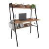 Computer Desk with Hutch and Storage Shelves - brown+black