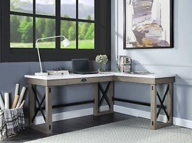 Talmar Writing Desk with Lift Top in Marble Top Rustic Oak Finish - Default