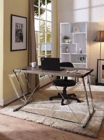 Finis Desk in Weathered Oak and Chrome - Default