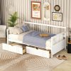 Twin Size Daybed Wood Bed with Two Drawers; White(OLD SKU:LP000057AAK) - as Pic