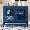 U-style Wood Storage Cabinet with Doors and Adjustable Shelf; Entryway Kitchen Dining Room; Navy Blue - as Pic