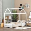 Twin Size Wooden House Bed; White(New) - as Pic