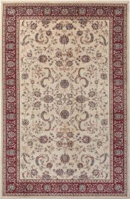 Stylish Classic Pattern Design Traditional Bordered Floral Filigree Area Rug - Beige|Ivory - 7'9" X 9'9"
