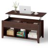 Lift Top Coffee Table with Storage Lower Shelf - Brown