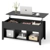 Lift Top Coffee Table with Storage Lower Shelf - Black