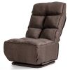 Swivel Folding Floor Lazy Chair with 6 Adjustable Positions and Metal Base - Coffee
