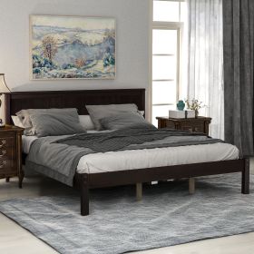 Platform Bed Frame with Headboard , Wood Slat Support , No Box Spring Needed ,Queen - Espresso