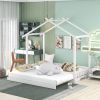Extending House Bed, Wooden Daybed, - White