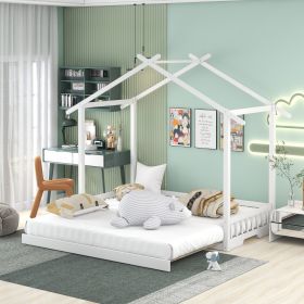 Extending House Bed, Wooden Daybed, - White