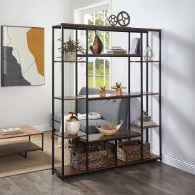 [VIDEO] Bookcase and Bookshelf, Home Office 5 Tier Bookshelf, Open Freestanding Storage Shelf with Metal Frame, Black - Brown