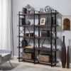 [VIDEO] Home Office 5 Tier Bookshelf, X Design Etageres Storage Shelf, Industrial Bookcase for Office with Metal Frame - Espresso