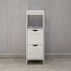 White Floor Cabinet with 2 Drawer Wooden Storage Cabinet Multifunctional Bathroom Storage Organizer Rack Stand - White