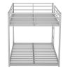 Full over Full Metal Bunk Bed; Low Bunk Bed with Ladder; Silver(Old SKU:MF197034AAN) - as pic