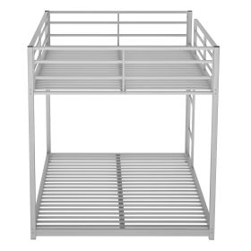 Full over Full Metal Bunk Bed; Low Bunk Bed with Ladder; Silver(Old SKU:MF197034AAN) - as pic