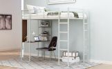 Twin Metal Loft Bed with 2 Shelves and one Desk ; Silver(Old SKU: MF281206AAN) - as pic