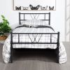 Metal Bed Frame Twin Size with Headboard and Footboard Single Platform Mattress Base; Metal Tube(twinsize; black) No Box Spring Needed - pic
