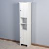 Bathroom Floor Storage Cabinet with 2 Doors Living Room Wooden Cabinet with 6 Shelves 15.75 x 11.81 x 66.93 inch - White