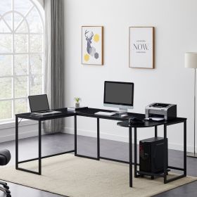 U-shaped Computer Desk;  Industrial Corner Writing Desk with CPU Stand;  Gaming Table Workstation Desk for Home Office - Black