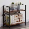 Vintage Bookshelf 2 Tier Bookcase, Modern Narrow Book Shelf and Book Case, Industrial Wood Shelving Unit for Living Room RT - Vintage