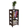 Wooden Bookshelf Rack 3 Tier Bookcase Shelf Storage Organizer, Brown RT - Brown