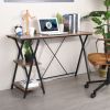 Computer Desk with 2 layers - BROWN WOOD