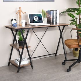 Computer Desk with 2 layers - BROWN WOOD