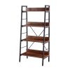 New Design Bedroom Sets Furniture 4 Tier Tall Standing Bookshelf Metal and Wood Storage Frame for Bedroom Living Room Study - Tiger + MDF