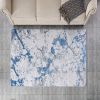 ZARA Collection Abstract Design Silver Blue Machine Washable Super Soft Area Rug - as Pic