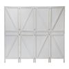 5.6 Ft Tall Wood Room Divider;  4-Panel Folding Privacy Screens;  Partition Wall Dividers;  Room Separator;  White - white