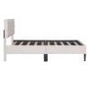 Upholstered Linen Platform Bed, Twin Size, Beige - as Pic
