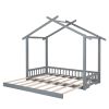 Extending House Bed, Wooden Daybed, - Gray