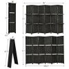 6 Panel Folding Weave Fiber Room Divider with 2 Display Shelves  - Black
