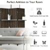 6 Panel Folding Weave Fiber Room Divider with 2 Display Shelves  - Brown