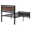 Metal and Wood Bed Frame with Headboard and Footboard ; Twin Size Platform Bed ; Easy to Assemble(BLACK) - WF199191AAB