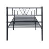 Metal Bed Frame Twin Size with Headboard and Footboard Single Platform Mattress Base; Metal Tube(twinsize; black) No Box Spring Needed - pic