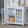 36 inch Accent Cabinet; Multipurpose Cabinet with 2 Open Doors ; white - pic