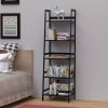WTZ Bookshelf; Ladder Shelf; 5 Tier Bamboo Bookcase; Modern Open Book Case for Bedroom; Living Room; Office; BC-238 Black - default