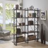 [VIDEO] Home Office 5 Tier Bookshelf, X Design Etageres Storage Shelf, Industrial Bookcase for Office with Metal Frame - Espresso