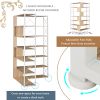 7-Tier Bookcase Home Office Bookshelf, L-Shaped Corner Bookcase with Metal Frame, Industrial Style Shelf with Open Storage, MDF Board - Oak