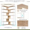 7-Tier Bookcase Home Office Bookshelf, L-Shaped Corner Bookcase with Metal Frame, Industrial Style Shelf with Open Storage, MDF Board - Oak