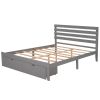 Queen Size Platform Bed with Drawers, Gray - Gray