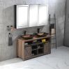 66 in. W x 36 in. H LED Large Rectangular Black Aluminum Alloy Surface Mount Medicine Cabinet with Mirror - Matt Black