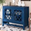 U-style Wood Storage Cabinet with Doors and Adjustable Shelf; Entryway Kitchen Dining Room; Navy Blue - as Pic