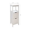 White Floor Cabinet with 2 Drawer Wooden Storage Cabinet Multifunctional Bathroom Storage Organizer Rack Stand - White