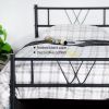 Metal Bed Frame Twin Size with Headboard and Footboard Single Platform Mattress Base; Metal Tube(twinsize; black) No Box Spring Needed - pic