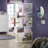 5 Cubes Ladder Shelf Corner Bookshelf Display Rack Bookcase - White