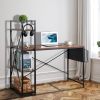 FCH 120*60*120cm Particleboard Paste Triamine H Type With Non-woven Bag USB Power Port Computer Desk Retro Color - as picture