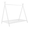House Bed Tent Bed Frame Twin Size Metal Floor Play House Bed with Slat for Kids Girls Boys ; No Box Spring Needed White - as pic