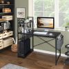 FCH 120*60*120cm Particleboard Paste Triamine H Type With Non-woven Bag USB Power Port Computer Desk Black - as picture
